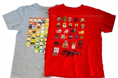 Minecraft Roblox Lot Of 2 T-Shirts Youth/Kids Large & Medium • $8.42