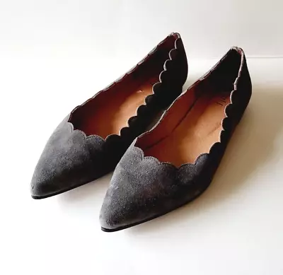 J. Jill Grey Suede Scalloped Flats Shoes Size 7.5 • $34.92