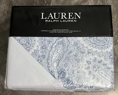 Lauren Ralph Lauren Flannel Bantry Paisley King Duvet Cover Set 3 Piece Blue New • $129.99