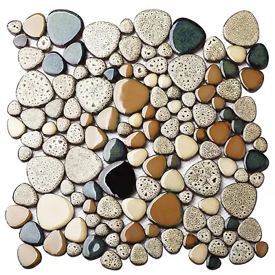 Ceramic Pebble Mosaic Tile 5 Sheets For Bathroom Wall Backsplash Shower Flooring • $84.98