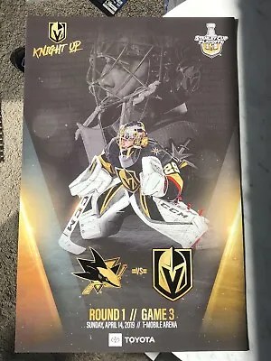 NHL Vegas Golden Knights Stanley Cup Playoff Poster Round 1 2019 Sharks Fleury • $10