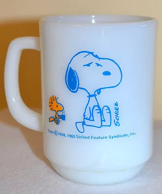 Vintage 1965 Fire King Snoopy Mug Cup I’m Not Worth A Thing Before Coffee Break  • $19.99