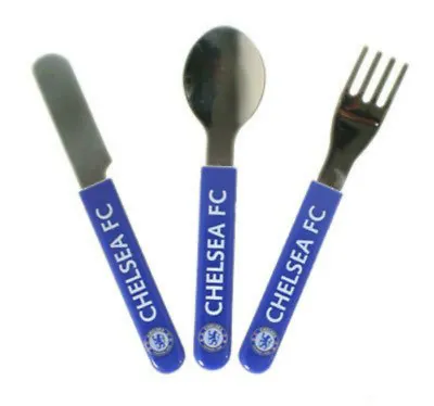 £7.99 • Buy Chelsea F.c Official Children's Cutlery Set Spoon Fork Knife Blue Silver