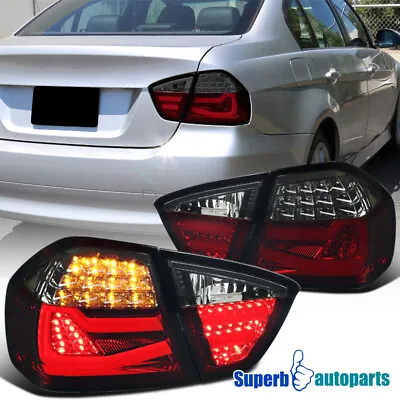 Fits 2005-2008 BMW 3 Series E90 4Dr Sedan Tube LED Red/Smoke Tail Brake Light • $203.38