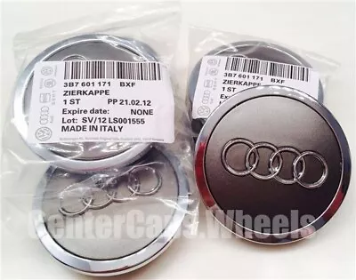 (4x) 2002-2019 Audi Silver 70mm Center Caps 2.70  Gray Wheel Hub Caps • $39.53