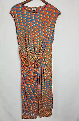 Issa London Viscose Jersey  Gold Fish Sunshine  Faux Wrap Dress Size US 10 • $85