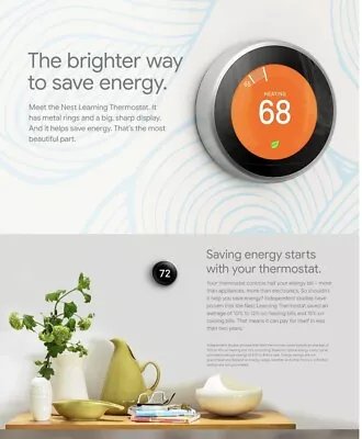 Google Nest 3rd Gen Smart Learning Thermostat- (T30016US) + SENSOR Bundle SEALED • $199