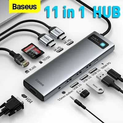 $79.99 • Buy Baseus 11 In 1 USB 3.0 HUB Charging Adapter High Speed Expansion For Macbook Pro