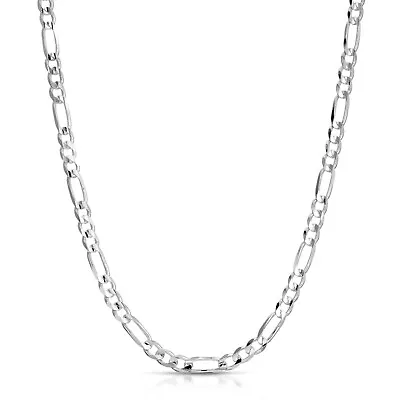 Figaro Chain Necklace 925 Sterling Silver Real Italy Link Solid Diamond Cut 30 • $10.99