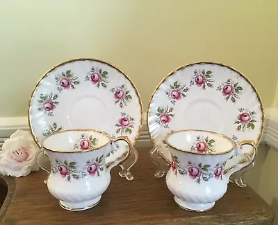 2 Elizabethan English Fine Bone China Small Teacups & Saucers~Roses & Gold Trim • $34