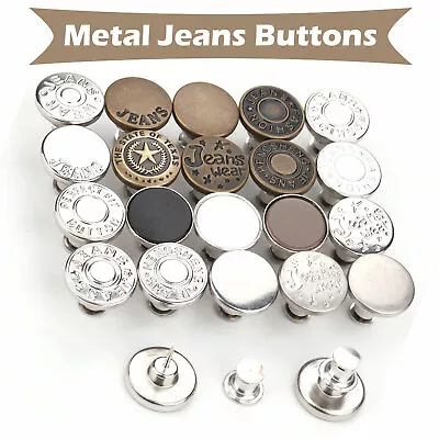 No-Sew Jeans Buttons Denim Replacement With Pins DIY Jacket And Coats Trousers • £2.15