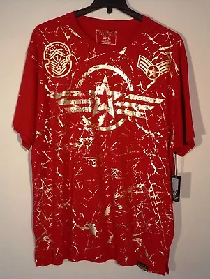 Nwt Mens Switch 4xl Short Sleeve Red Gold Military Foil Tee T-shirt $50 #1246 • $26.99