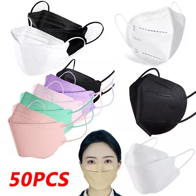 50x KF94 KN95 Disposable Face Mask 4/5 Ply Protective 3D Fish Type Face Cover AU • $22.13