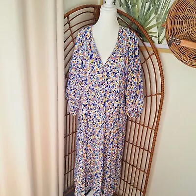 She Street Pullover Relaxed Fit Maxi Dress Size M/L  Art Dot Print Boho Bohemian • $38.96