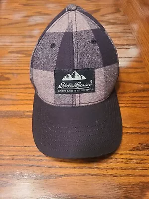 Eddie Bauer Black Plaid Adjustable Strapback Hat Cap • $9.99