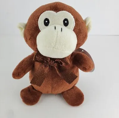 Monkey Brown Plush Nanco  8  Stuffed Animal Brown Ribbon Soft Cuddly • $8.27