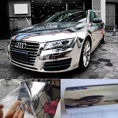 50FT Entire Car Wrap Smooth Metal Silver Mirror Chrome Vinyl Sticker Air Free US • $222.71