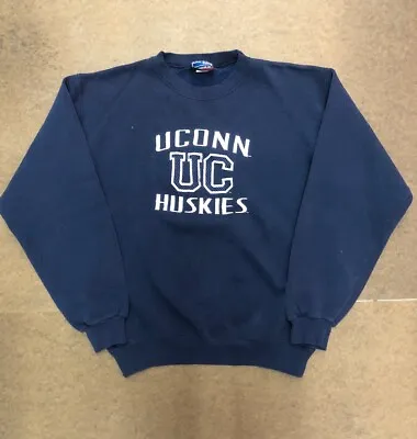 UConn Huskies Sweatshirt Mens Size Medium Navy Vintage Crewneck • $20.88