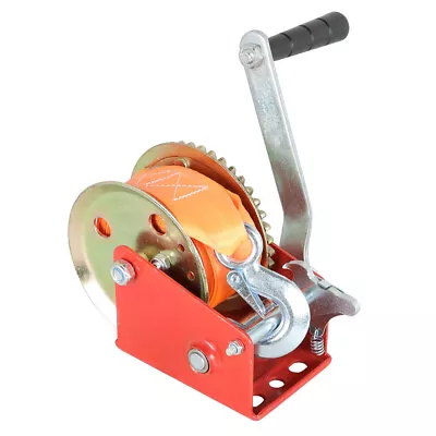 With Cable Nylon Strap Heavy Duty 600 Lbs Manual Crank Gear Winch For ATV Boat • $24.55