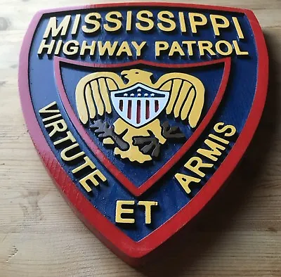 Police Mississippi Highway Patrol 3D Routed Wood Patch Plaque Sign Custom Carved • $54.95