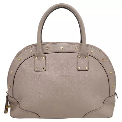 MCM Beige Leather Studded Alma Top Handle Dome Bag • $202.65