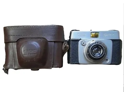 Ilford Sportsman 35mm Film Camera Silver Black Leather Case Vintage West Germany • £11.99