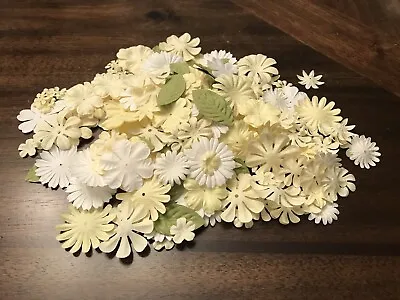 F7: 300+ Mix Lot Of Mulberry Flowers Wedding Scrapbook Card Making White Butter • $10.50