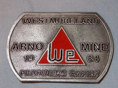 Vintage Westmoreland Coal Company Arno Mine Belt Buckle 1984 - Excellent Cond • $24.99
