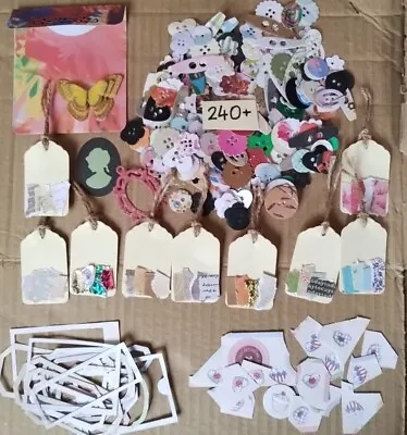 Craft Bundle*270+ Elements Ephemera Embellishments*240+ Paper Buttons*journal* • £7