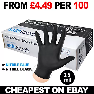 Black Nitrile Powder & Latex Free Thick Disposable Gloves Tattoo Mechanic 100 • £1.99