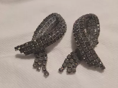 Vintage Signed MUSI Rhinestones Shoe Clips - 2  Dangles • $12