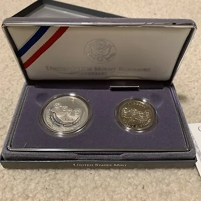 1991 S United States Mount Rushmore Anniversary Two Coin Proof Set With Ogp -coa • $29.99
