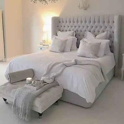 £390 • Buy Darson Double & King Size NEVADA Ottoman Bed Frame Wing Plush Velvet Upholstered