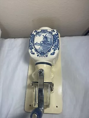 Vtg Coffee Grinder Zassenhaus “DeVe” Holland Blue Delft Windmill Wall Mount • $60