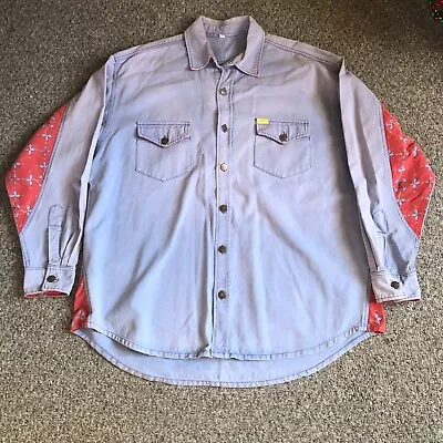 Vintage Burgs Denim Shirt Mens XL Heavy Cotton Casual Flap Pocket Top Acid Wash • £19.79