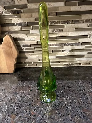 Vintage Viking 12” Swung Vase Epic 6 Petal Avocado Green Glass Mid Century • $54.49