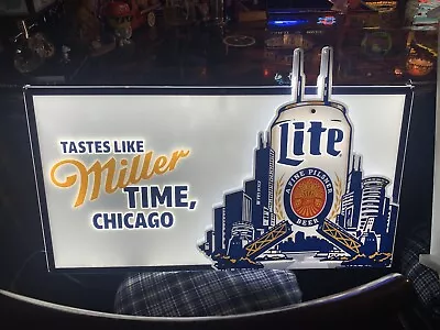 BRAND NEW IN THE BOX Rare Miller Lite Beer Chicago Skyline LED Lighted Sign • $400