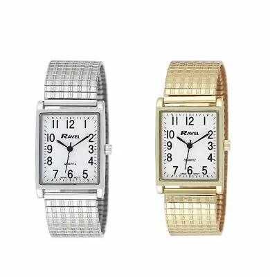 Mens Rectangular Watch Expander  Strap Clasic Look Ravel • £2.95