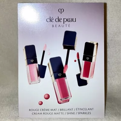 Cle De Peau Creme Rouge Lipstick Sample Card W/ Matte Shine Sparkle (4 Shades) • $9.80