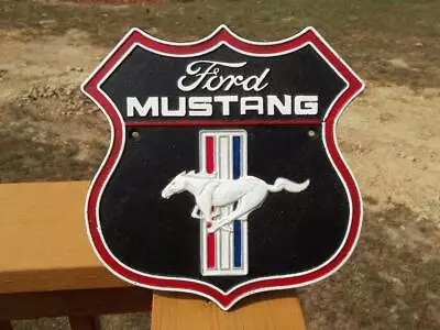 Cast Iron Ford Mustang Wall Garage Sign Advertising Sign Man Cave Muscle Car • $19.50
