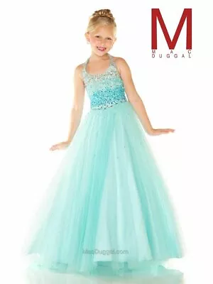 $255 • Buy Sugar 48318 Aqua Stunning Girls Pageant Ball Gown Dress Sz 10 SALE! NWT