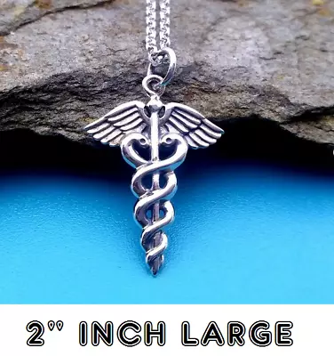 Caduceus Medicine SYMBOL MEDICAL DR RN Pendant 20  925 Sterling Silver Necklace • $13.97