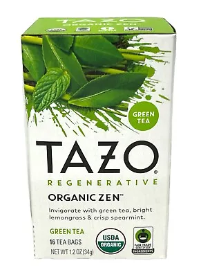 £5.58 • Buy Tazo Regenerative Organic Zen Green Tea 16 Tea Bags 1.2 Oz