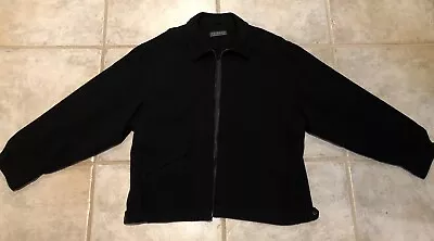 Mens Vintage Wool Zip-front Jacket 117cm Chest Black Lined • $5