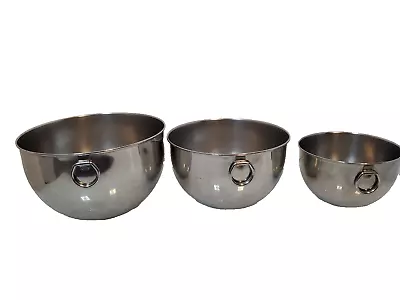 3 Vtg Revere Ware O Ring Bowls Mixing Nesting Thumb Stainless Steel Finish • $59.96