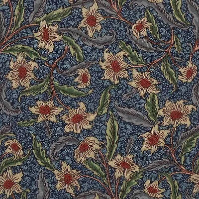 Stoneywell Floral Azure Blue Tapestry Fabric Upholstery Morris Style Arts Craft • £1.99