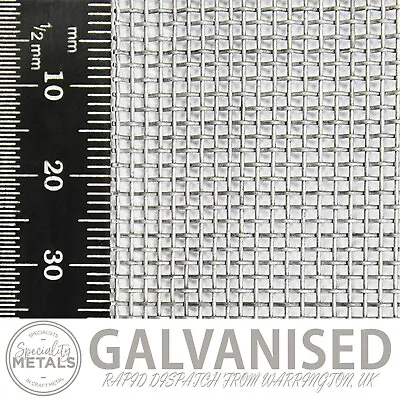 Coarse Galvanised Steel Woven Wire Mesh | 17 Mesh 1mm Hole 0.5mm Wire • £11.69