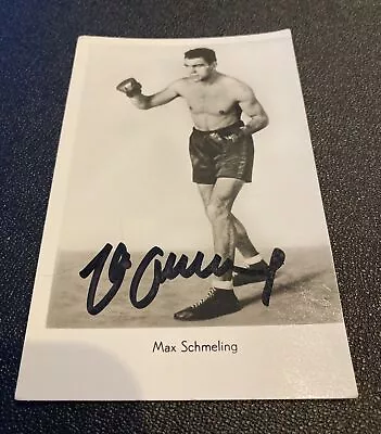 Boxing~signed Max Schmeling (hof) 3.5 X 5.5” Card In Full Boxing Attire~free Shp • $9.99