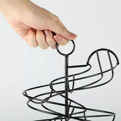 Metal Egg Skelter With Storage Basket Kitchen Spiral Egg Holder Dispenser Rack • £33.74