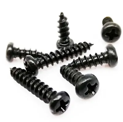 Asst Lengths M4 BLACK STEEL COATED WOOD SCREWS Self Tapping Pozi Phillip Head T6 • £2.79